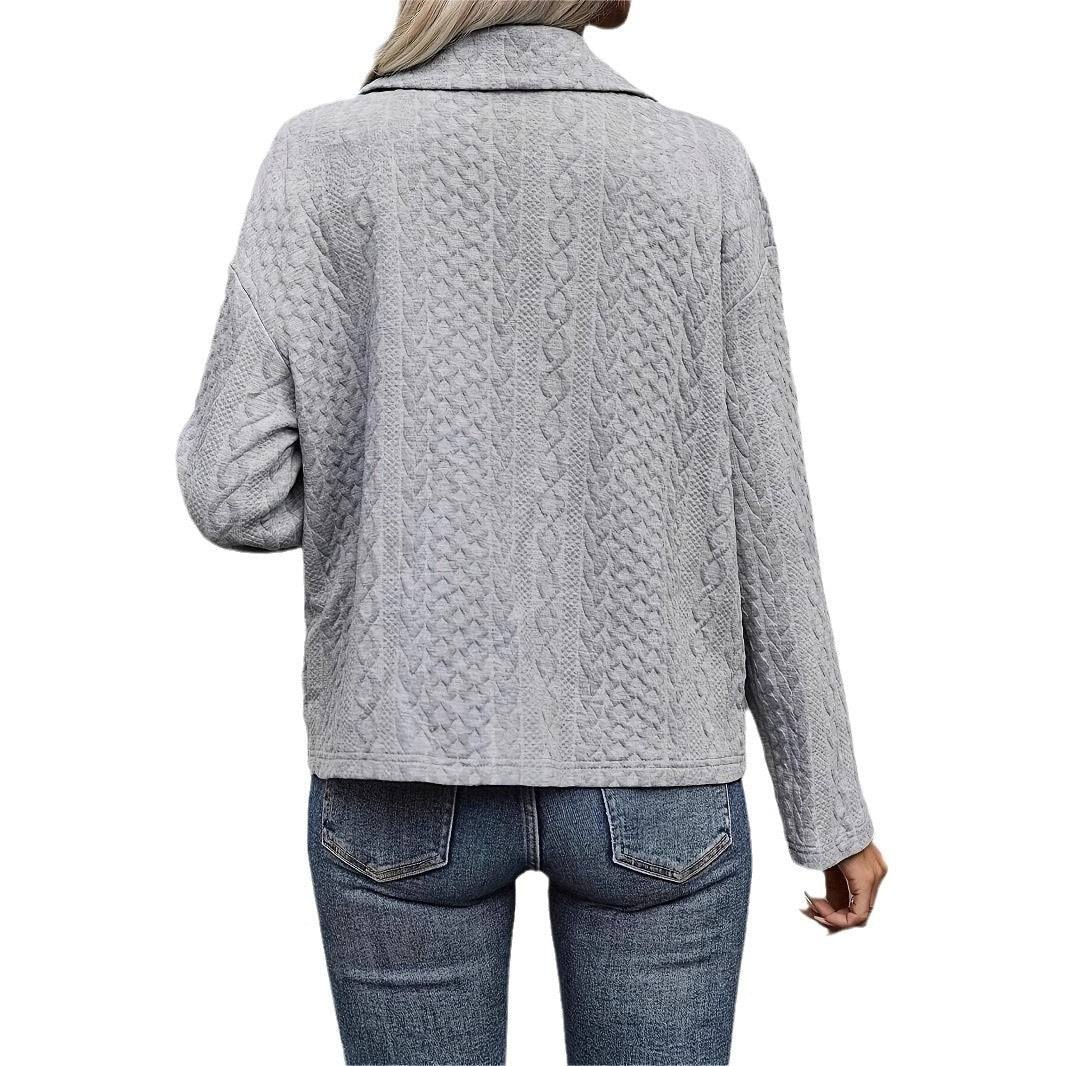 Women's Fall  Winter Casual Fashion Solid Color Button Pocket Jacket