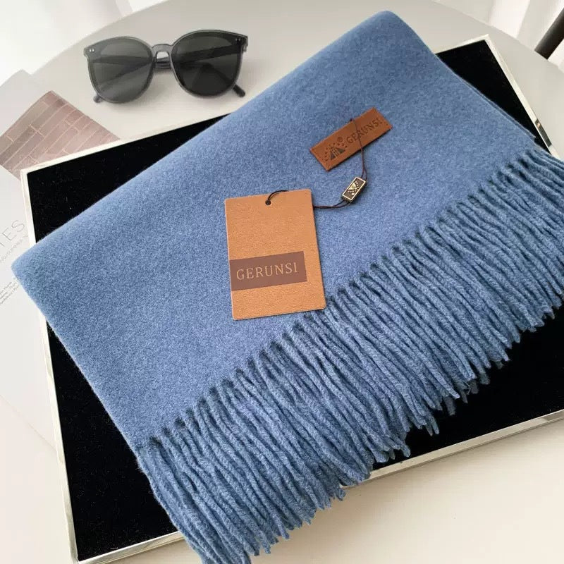 Womens Thickened Fashionable Solid-Color Tassel Scarf