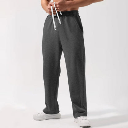 Male Solid Color Elastic-waist Drawstring Sweatpants