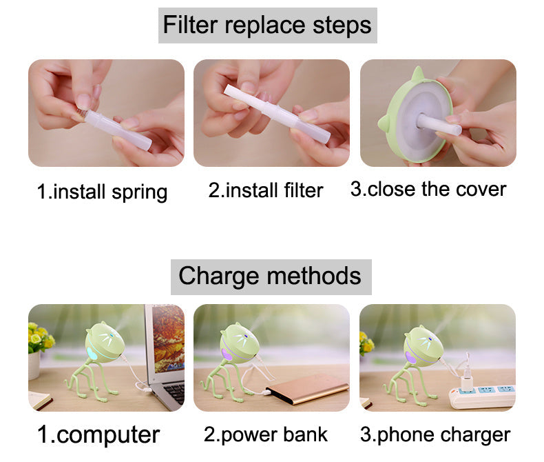 150ml Cat Ultrasonic Humidifier & LED Aromatherapy Diffuser