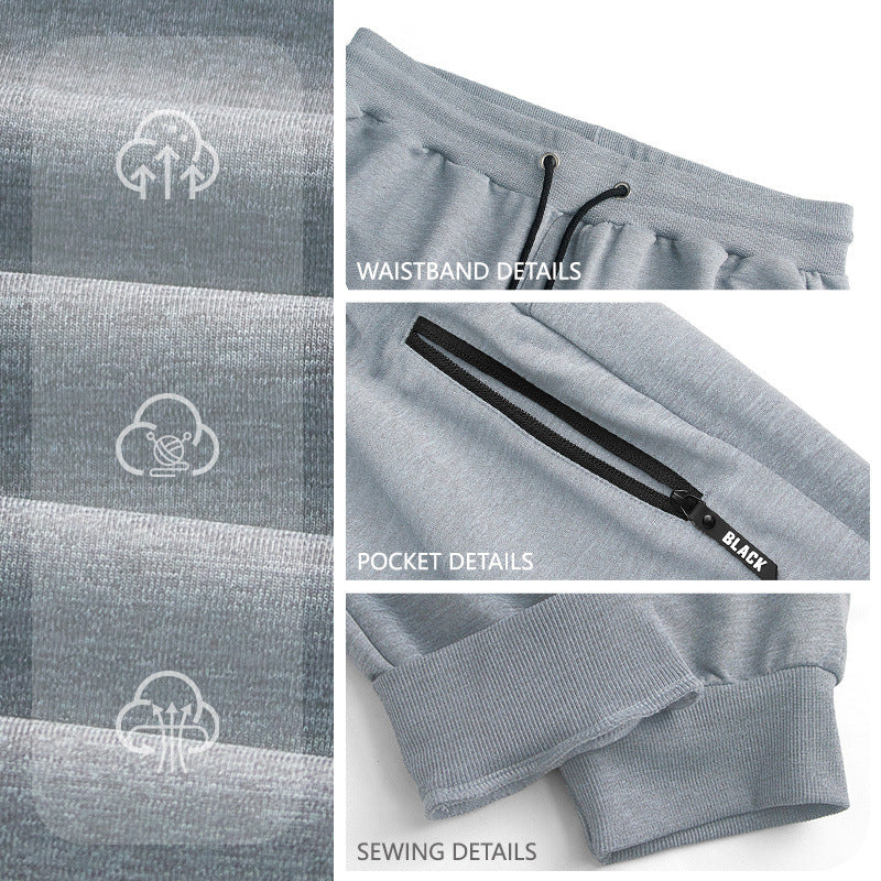 Mens Sporty Long Pants Casual Zip-cuff Sweatpants