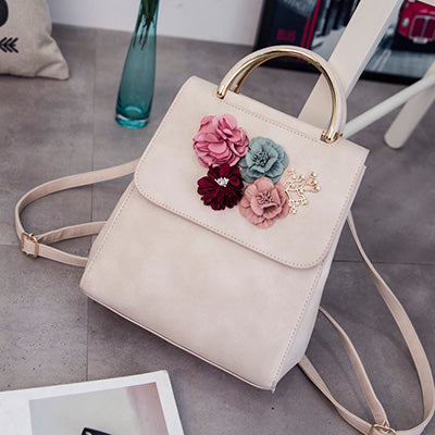 New Fashion Flower Female Backpack Women Preppy Style School Bag For Teenagers High Quality Leather Ladies' Travel Backpack
