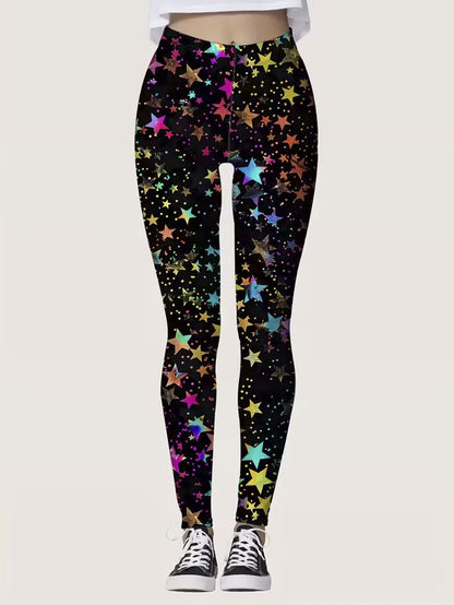 High-waisted Yoga Pants With Double-ring Gold-stamped Print