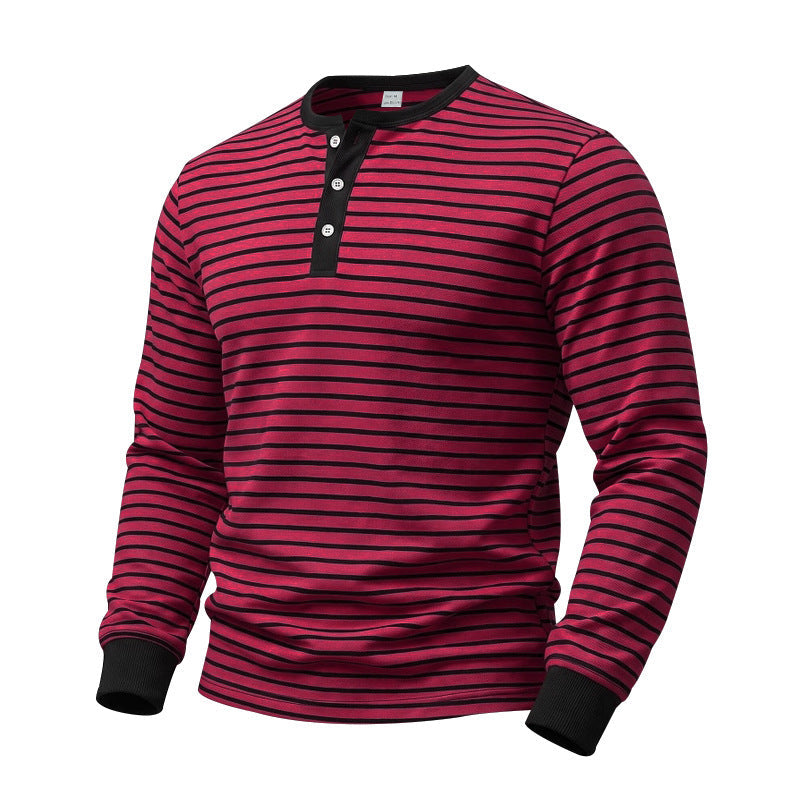 American-style Vintage Striped Long-sleeve Mens Top