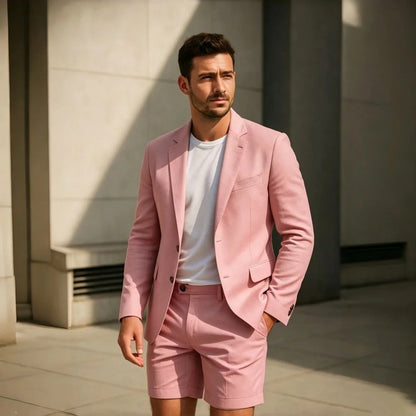 Elegant, Minimalist Short-style Mens Suit Set