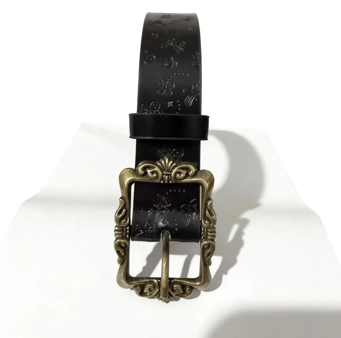 New Vintage Embossed Belt Womens Fashion Accessory