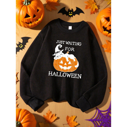 Just Waiting For Halloween Pumpkin Design Sweats