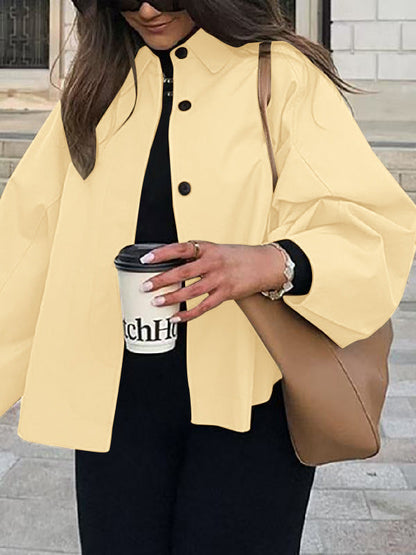 French-style Khaki Workwear Trench Coat Loose-fitting Mid-length