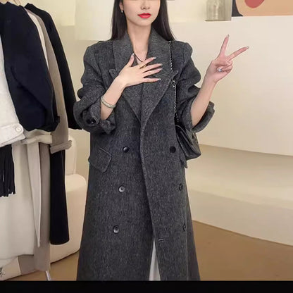 Womens Double-Faced Wool Coat With A Suit Collar