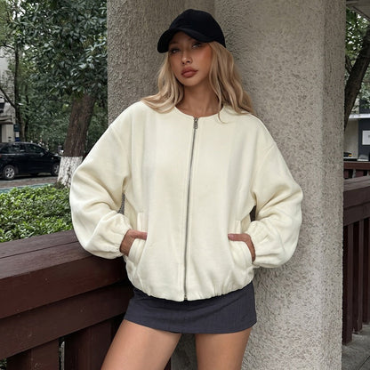 Casual Sporty Loose-fitting Cropped Jacket