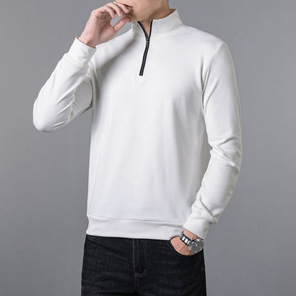 Mens Sweater Trendy All Match Casual Long Sleeve T Shirt Lapel Base Layer