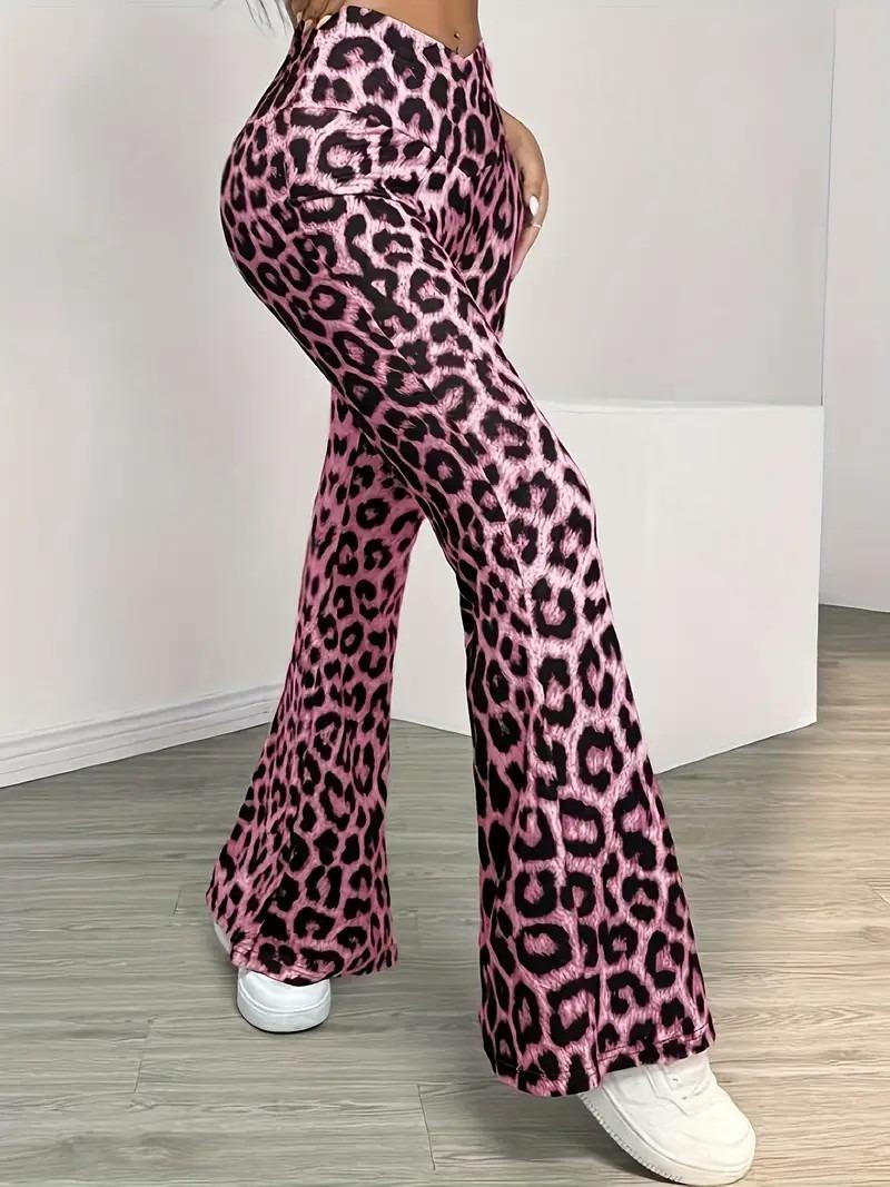 Leopard-print Hip-lifting Tight Leggings Straight-leg Bootcut Pants