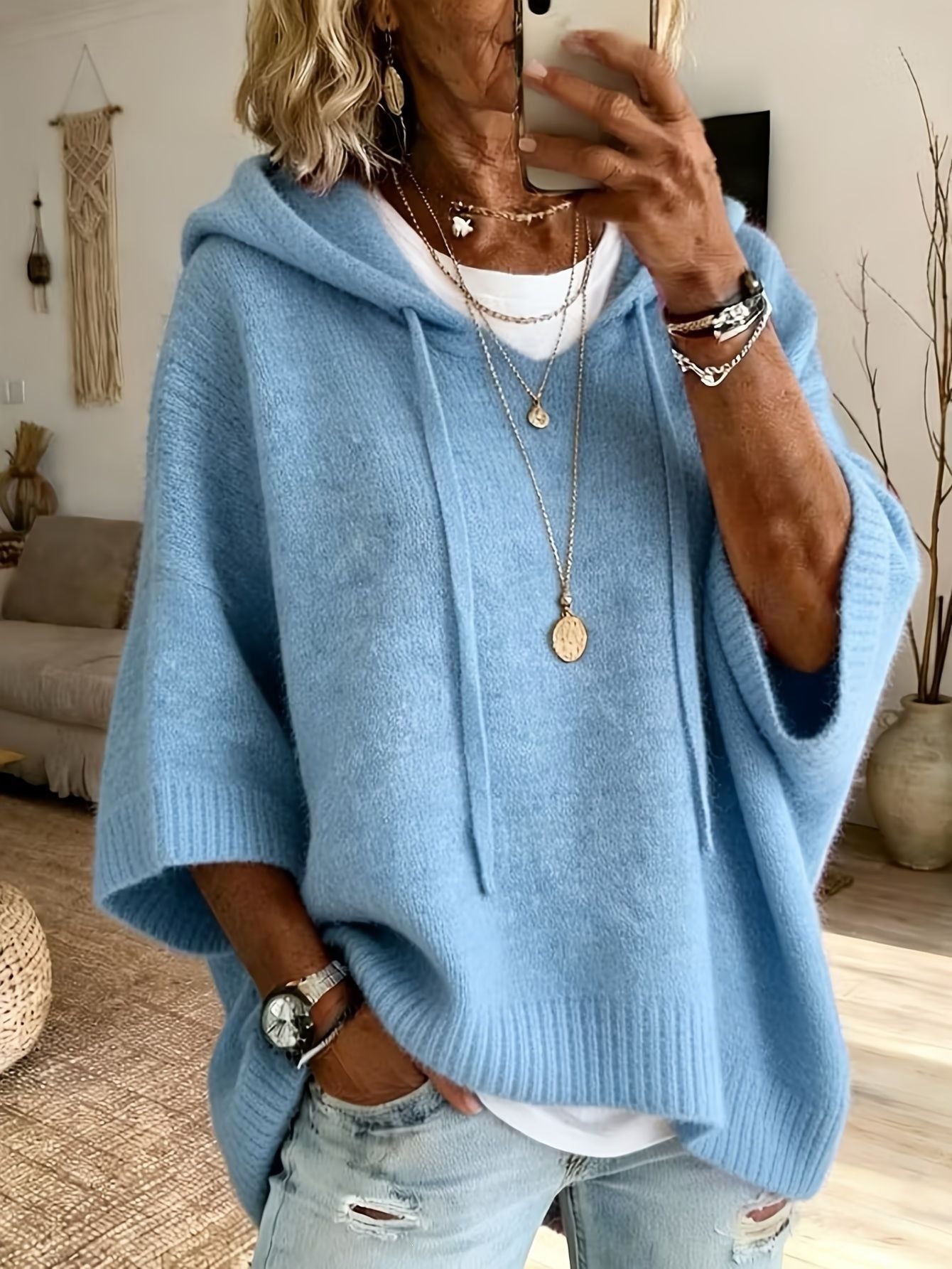 New Knitted Hooded Drawstring Sweater Sweatshirt Knit Outerwear For European And American Women For Amazon Independent Site 2026