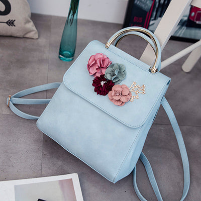 New Fashion Flower Female Backpack Women Preppy Style School Bag For Teenagers High Quality Leather Ladies' Travel Backpack