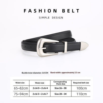 Womens Retro Unisex Fashion Versatile Square-buckle Leather Belt
