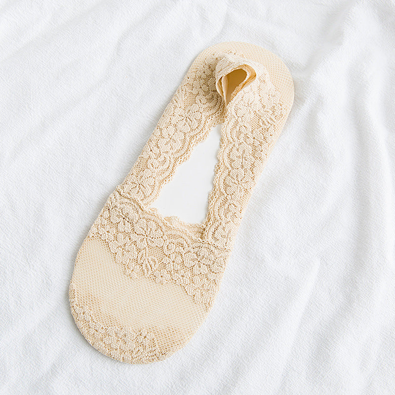 Womens Thin Lace Invisible Sweat-absorbing Socks