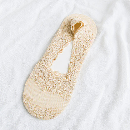 Womens Thin Lace Invisible Sweat-absorbing Socks