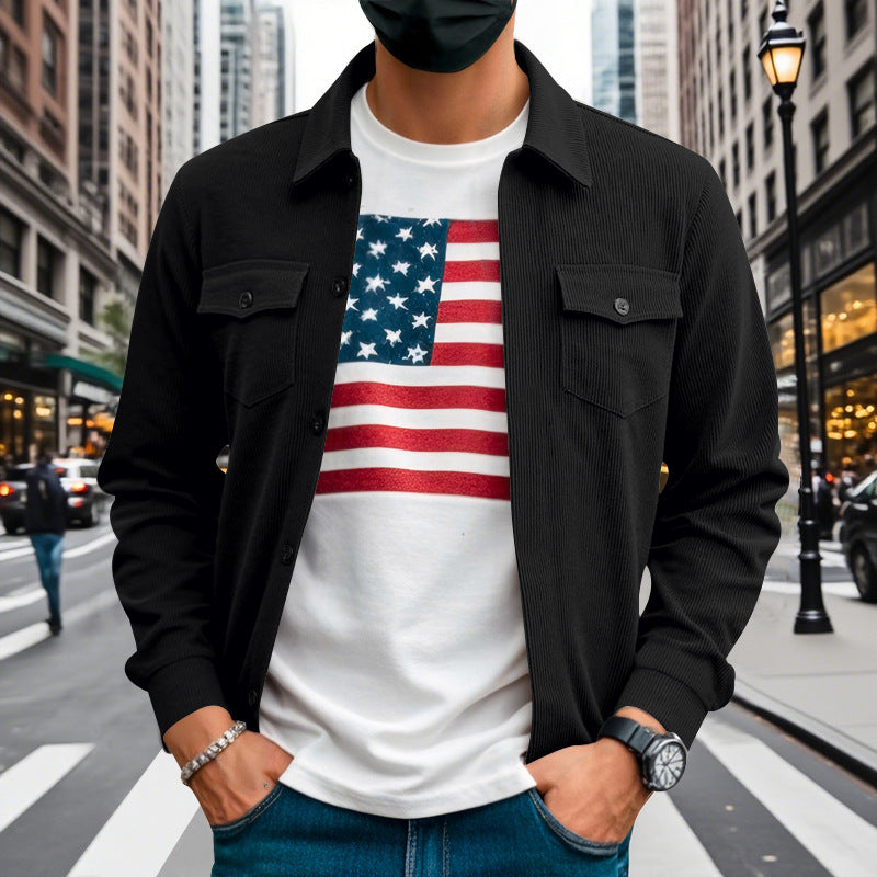 All-match Multi-pocket Stand-up Collar Long-sleeved Jacket For Men