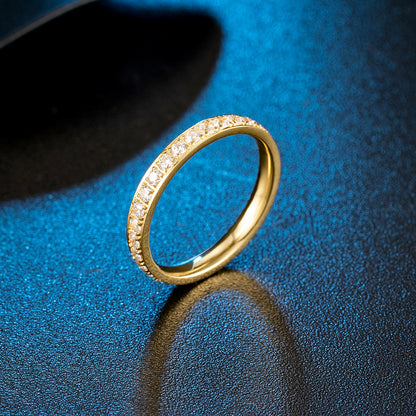 Diamond Titanium Steel Stackable Women's Ring