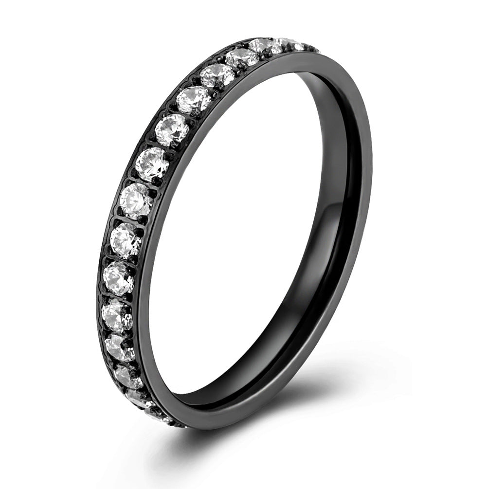 Diamond Titanium Steel Stackable Women's Ring