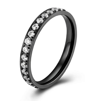 Diamond Titanium Steel Stackable Women's Ring