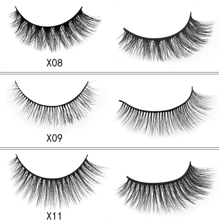 3D mink eyelashes 3 pairs of natural fiber long false eyelashes