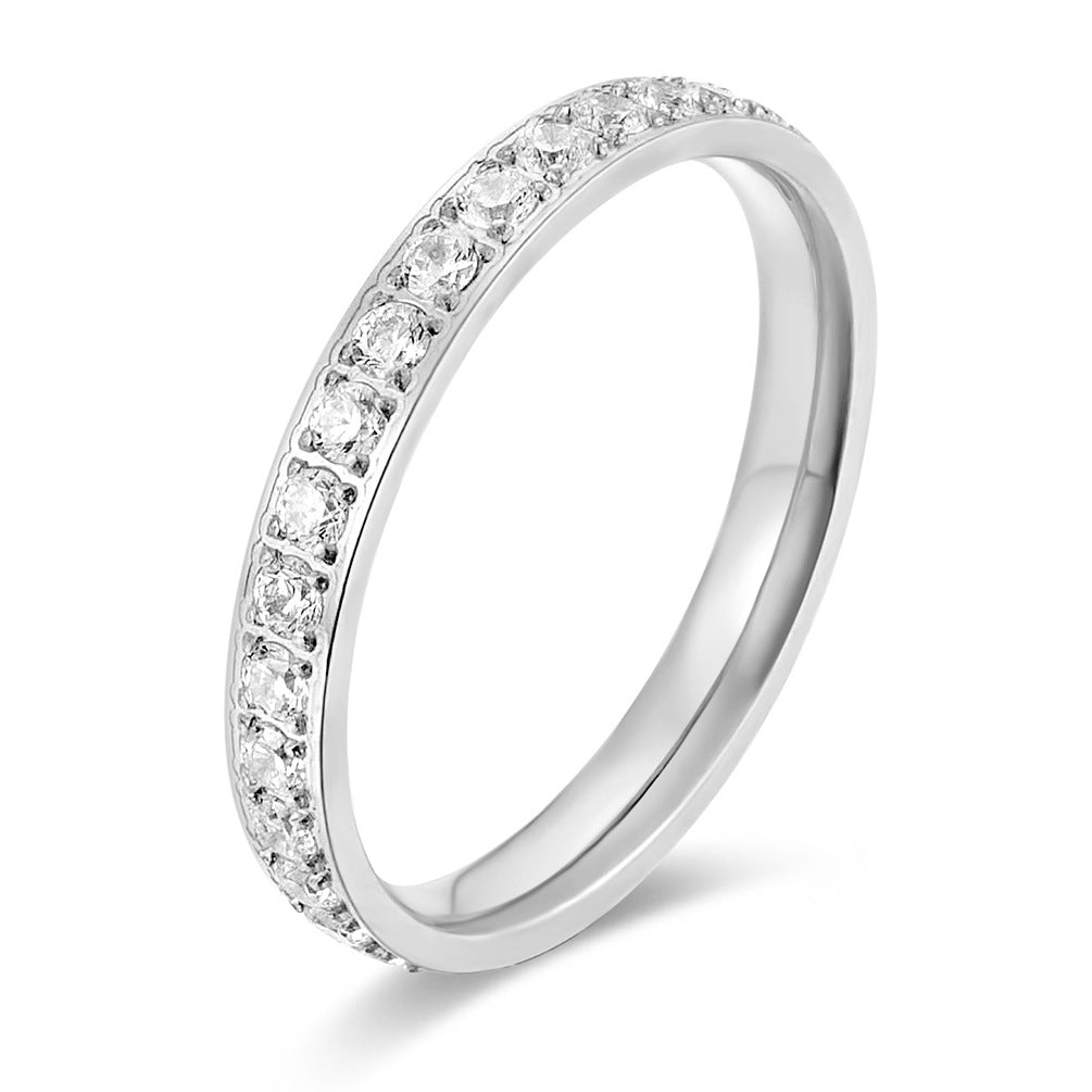Diamond Titanium Steel Stackable Women's Ring