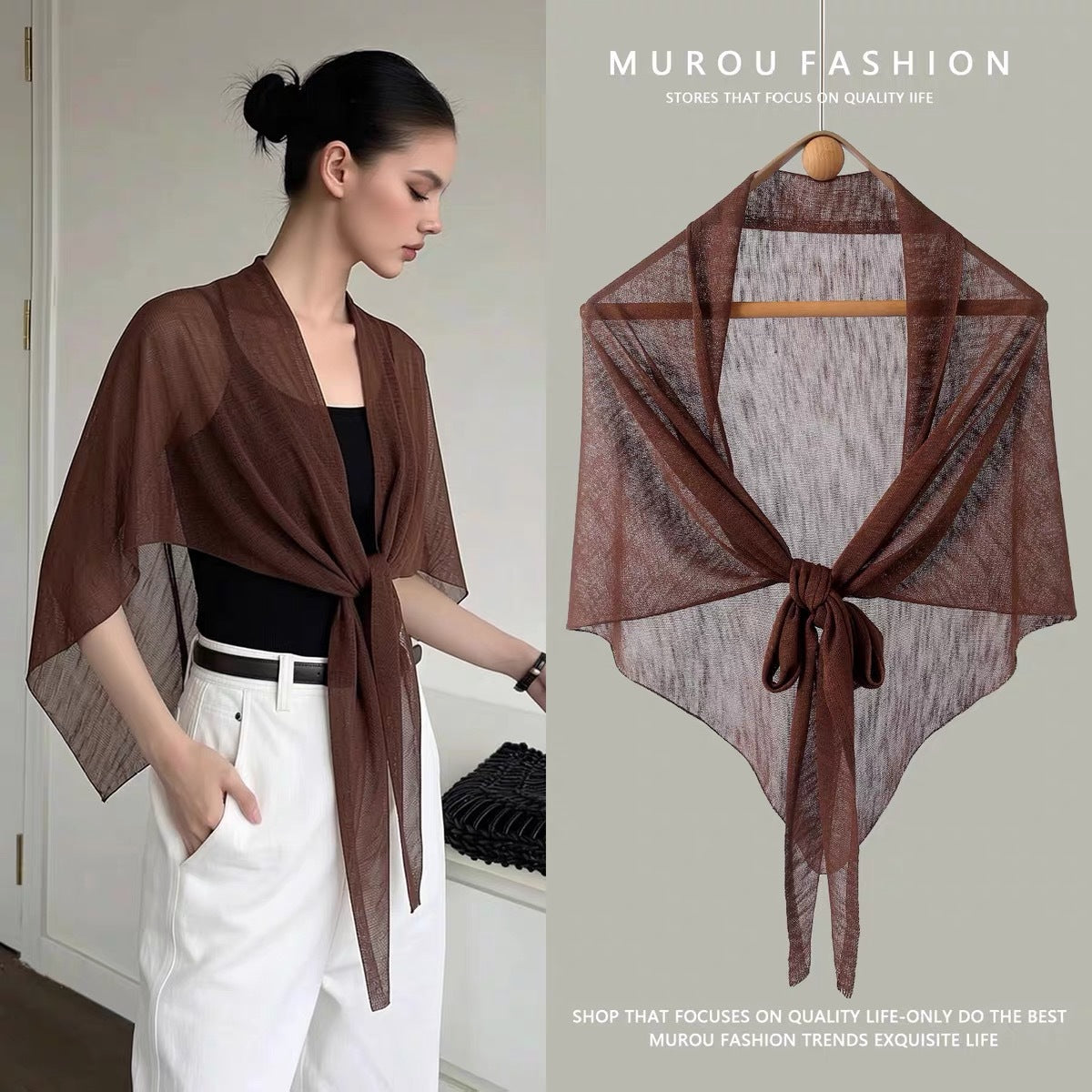 Summer Sun-Protective Knitted Scarf Cheongsam Shawl