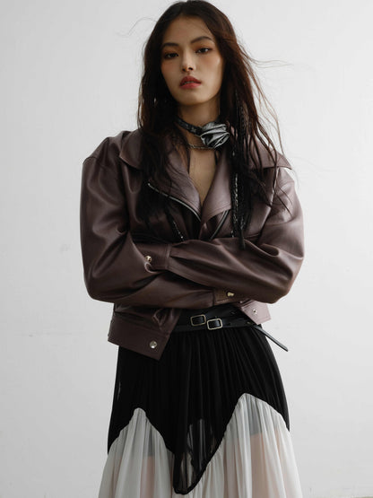 Handsome Loose PU Leather Jacket Coat
