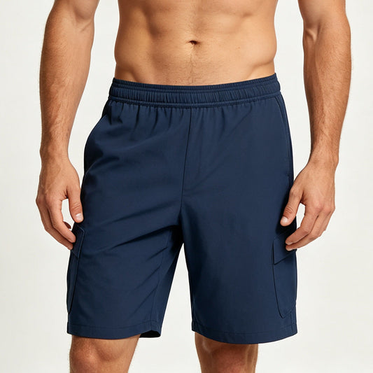 Men's Nylon Workwear Shorts For Spring And Summer, Elastic Waistband, Multiple Pockets, Micro Elastic Five Quarter Length Shorts, Outdoor Casual Sports Shorts