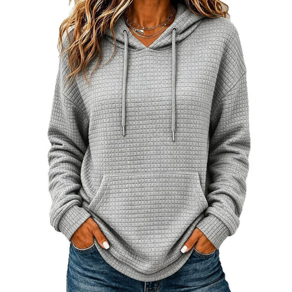 Womens Loose-Fit Long-Sleeve Drawstring Hoodie Casual All-Match Pullover Top