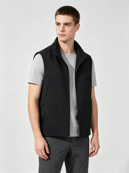 Men Women Couples Softshell Vest Stand Collar Zip Up Outdoor Sleeveless Jacket Windproof Water Resistant Fleece Lined Functional Gilet For Fall Winter Casual Hiking Travel