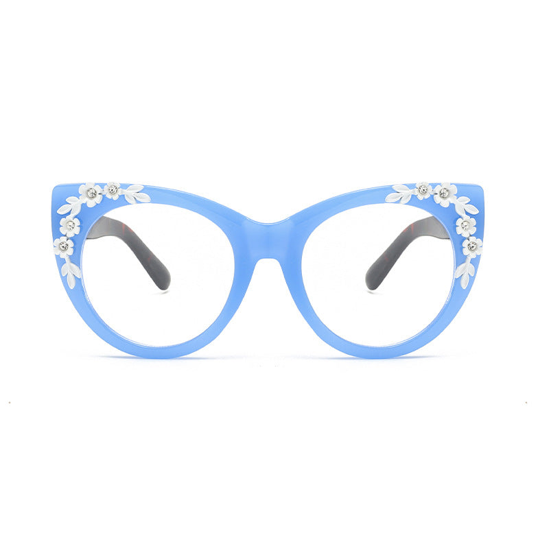 Rimless Floral-patterned Rhinestone Tortoiseshell-frame Sunglasses
