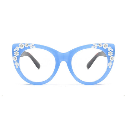 Rimless Floral-patterned Rhinestone Tortoiseshell-frame Sunglasses
