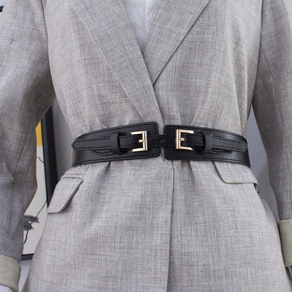 Double Buckle Elastic Waistband for Women
