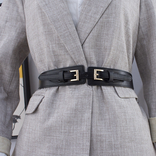 Double Buckle Elastic Waistband for Women