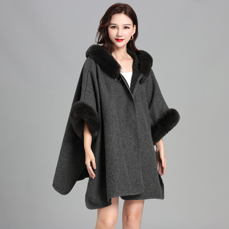 Mid-length Fur Coat Womens Knitted Cardigan