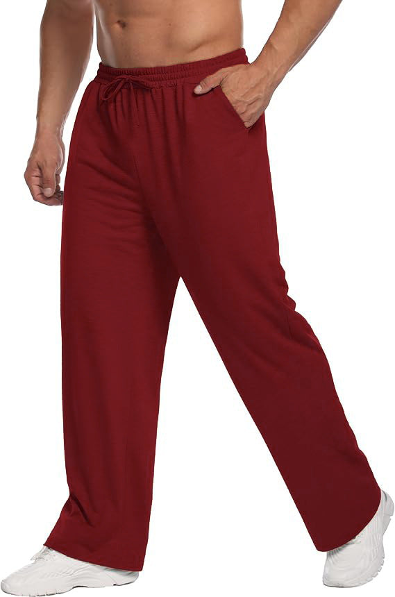 Mens Solid-Color Drawstring Straight-Leg Sweatpants