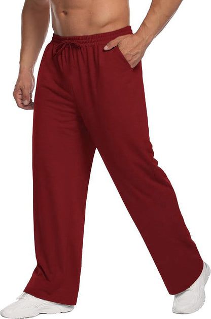 Mens Solid-Color Drawstring Straight-Leg Sweatpants