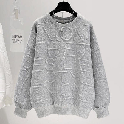 Men's and Women's 3D Letter Loose Long Sleeve Top
