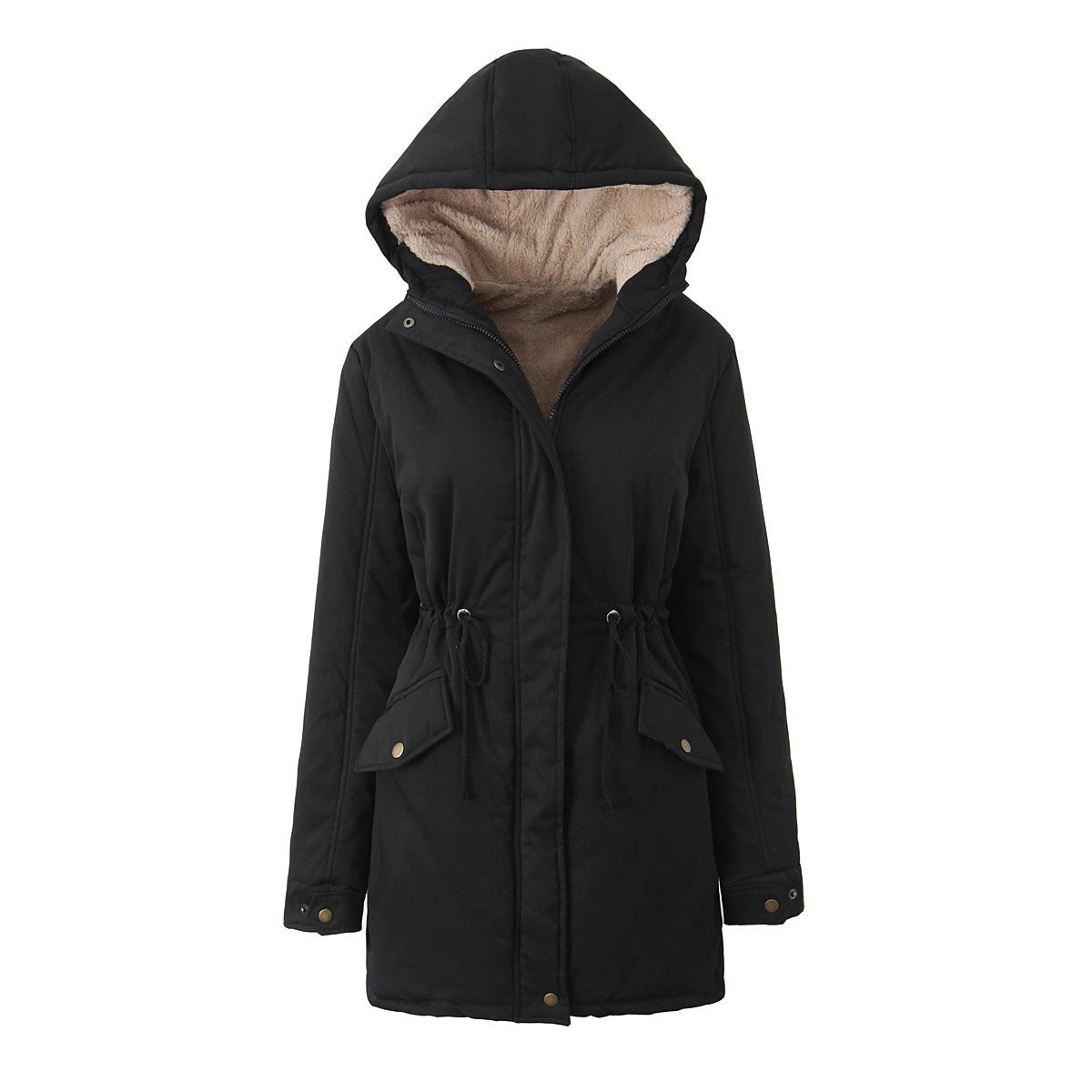 Womens Hooded Mid-length Padded Cotton Coat