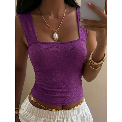French Jacquard Square Neck Vest