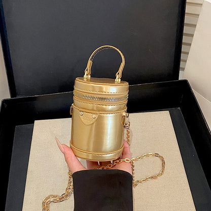 Leather Fashion Candy Color Cylindrical Bucket Bag