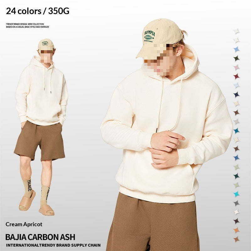Solid-color Fleece-lined Hoodie For Teens Mens Style