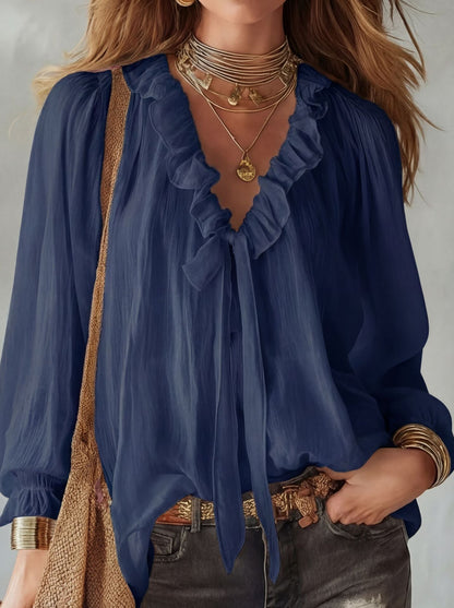 Ladies' Fashion V-neck Loose Shirt Top