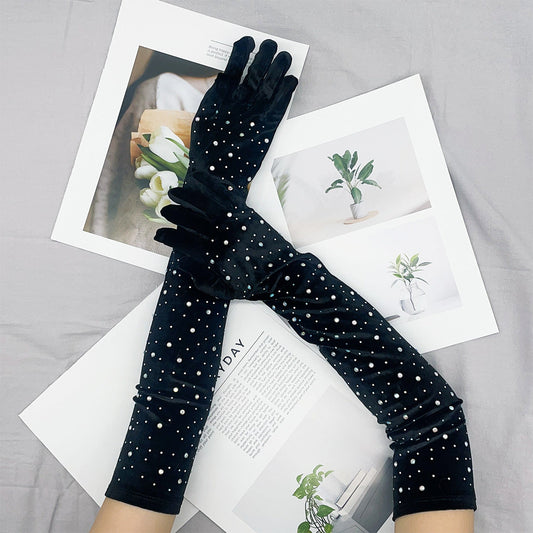 Warm Gold Velvet Clothing Gloves