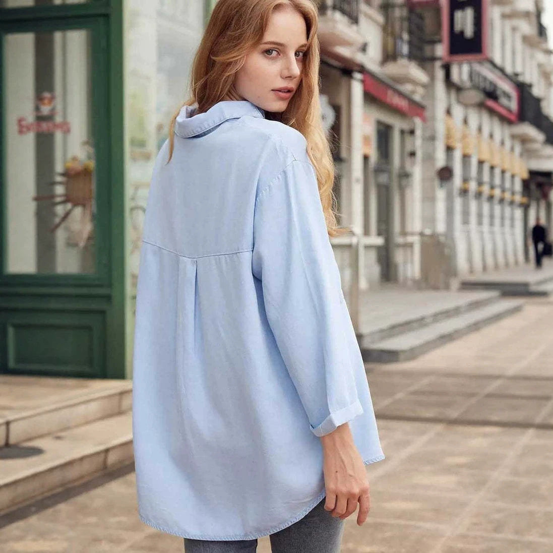 Summer-Autumn Tencel Denim Shirt For Women