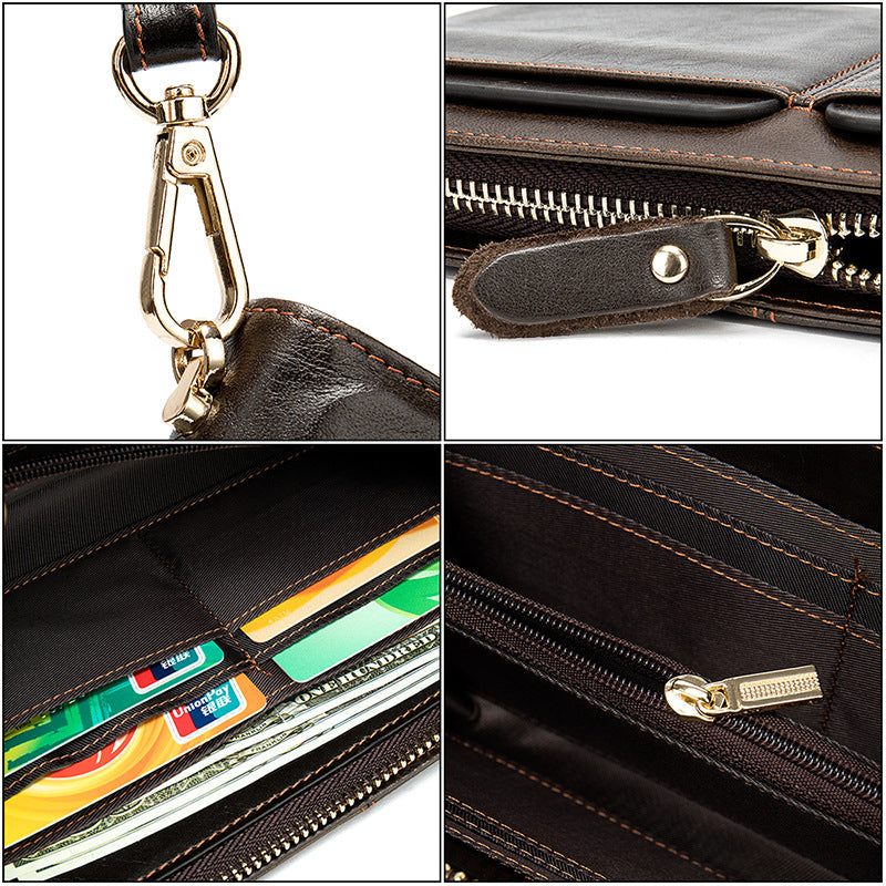 Men's Double Pocket Leather Business Wallet