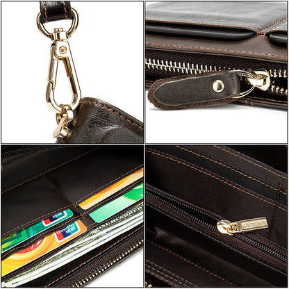Men's Double Pocket Leather Business Wallet