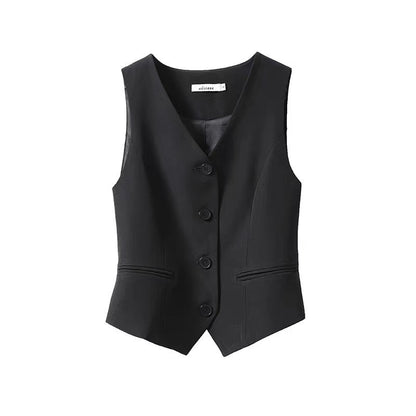 Womens Solid-color Versatile Blazer Vest